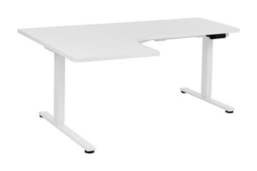 Bina L-formet Skrivebord 109x160 cm i Malt Tre - Hvit - Møbler - Bord - Kontorbord - Skrivebord - Hev og senkbart skrivebord