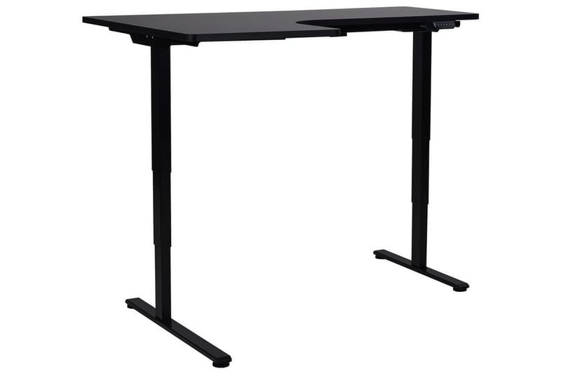 Bina L-formet Skrivebord 109x160 cm i Malt Tre - Svart - Møbler - Bord - Kontorbord - Skrivebord - Hev og senkbart skrivebord