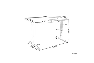 Bina L-formet Skrivebord 109x160 cm i Malt Tre - Svart - Møbler - Bord - Kontorbord - Skrivebord - Hev og senkbart skrivebord