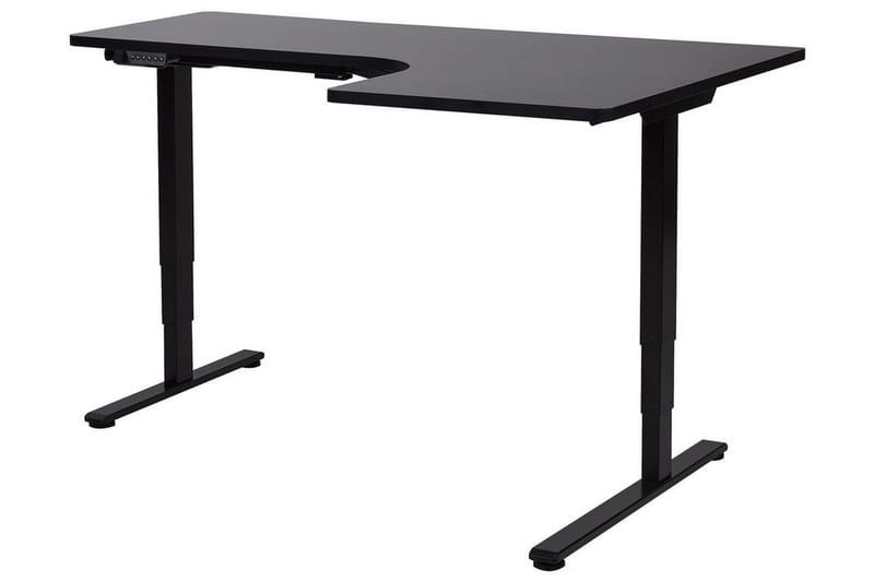 Bina L-formet Skrivebord 109x160 cm i Tre med Metallstativ, Svart