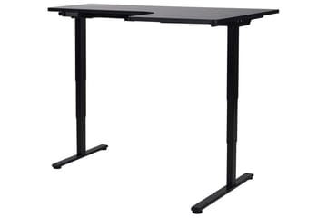 Bina L-formet Skrivebord 109x160 cm i Tre med Metallstativ - Svart - Møbler - Bord - Kontorbord - Skrivebord - Hev og senkbart skrivebord