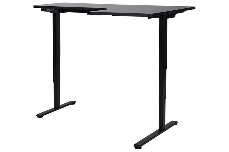 Bina L-formet Skrivebord 109x160 cm i Tre med Metallstativ - Svart - Møbler - Bord - Kontorbord - Skrivebord - Hev og senkbart skrivebord