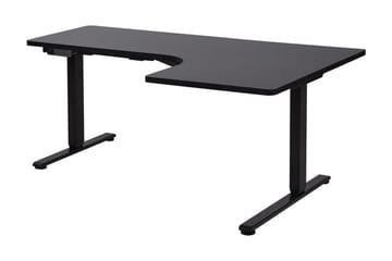 Bina L-formet Skrivebord 109x160 cm i Tre med Metallstativ - Svart - Møbler - Bord - Kontorbord - Skrivebord - Hev og senkbart skrivebord