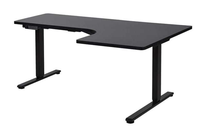Bina L-formet Skrivebord 109x160 cm i Tre med Metallstativ - Svart - Møbler - Bord - Kontorbord - Skrivebord - Hev og senkbart skrivebord