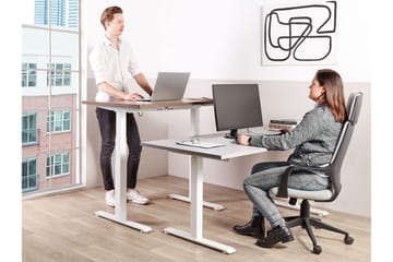 Bina Skrivebord 72x120 cm i Tre med Metallstativ - Grå|Hvit - Møbler - Bord - Kontorbord - Skrivebord - Hev og senkbart skrivebord