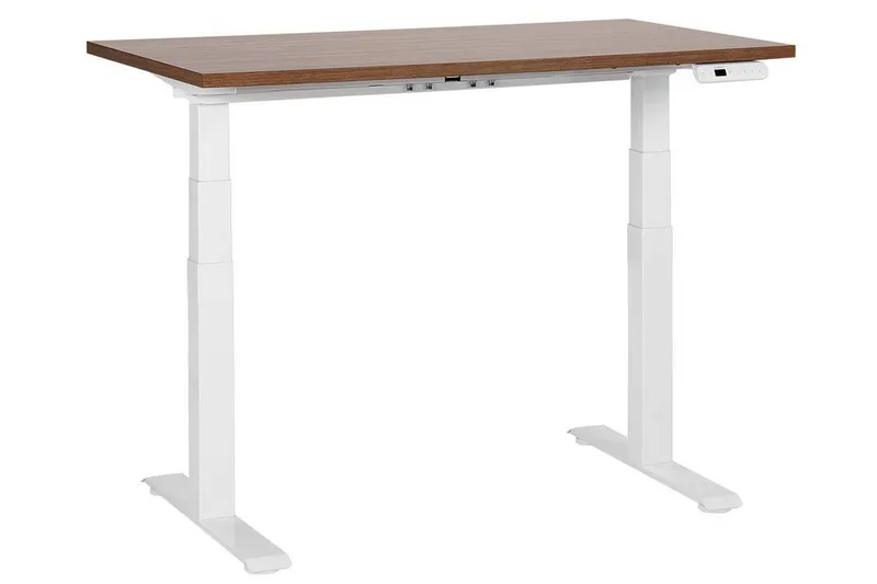 Bina Skrivebord 72x120 cm i Tre med Metallstativ, Mørkt Tre|Hvit