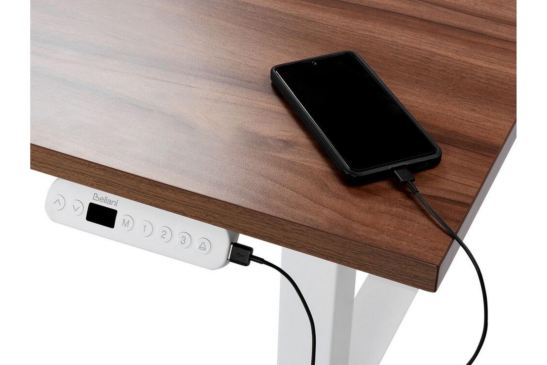 Bina Skrivebord 72x120 cm - Mørkt tre/Hvit - Møbler - Bord - Kontorbord - Skrivebord - Hev og senkbart skrivebord