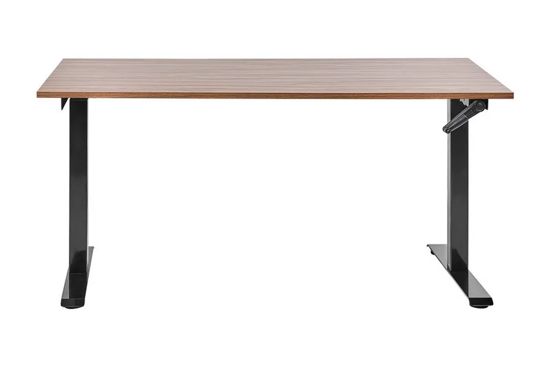 Bina Skrivebord 72x160 cm i Tre med Metallstativ - Brun|Svart - Møbler - Bord - Kontorbord - Skrivebord - Hev og senkbart skrivebord