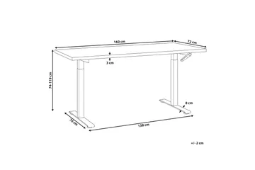 Bina Skrivebord 72x160 cm - Mørkt tre/Hvit - Møbler - Bord - Kontorbord - Skrivebord - Hev og senkbart skrivebord