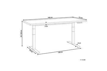 Bina Skrivebord 72x160 cm - Mørkt tre/Svart - Møbler - Bord - Kontorbord - Skrivebord - Hev og senkbart skrivebord