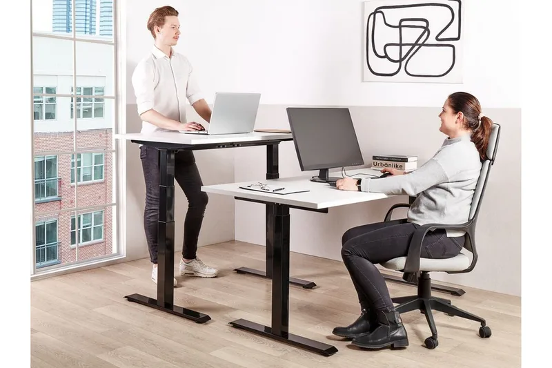 Bina Skrivebord 80x180 cm - Grå/Svart - Møbler - Bord - Kontorbord - Skrivebord - Hev og senkbart skrivebord