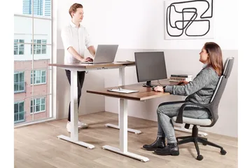 Bina Skrivebord 80x180 cm - Mørkt tre/Hvit - Møbler - Bord - Kontorbord - Skrivebord - Hev og senkbart skrivebord