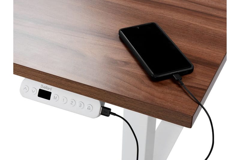 Bina Skrivebord 80x180 cm - Mørkt tre/Hvit - Møbler - Bord - Kontorbord - Skrivebord - Hev og senkbart skrivebord