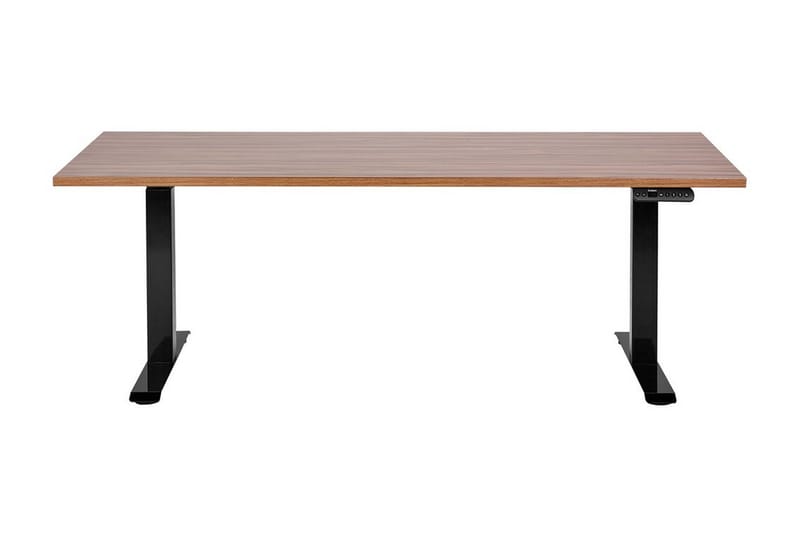 Bina Skrivebord 80x180 cm - Mørkt tre/Svart - Møbler - Bord - Kontorbord - Skrivebord - Hev og senkbart skrivebord