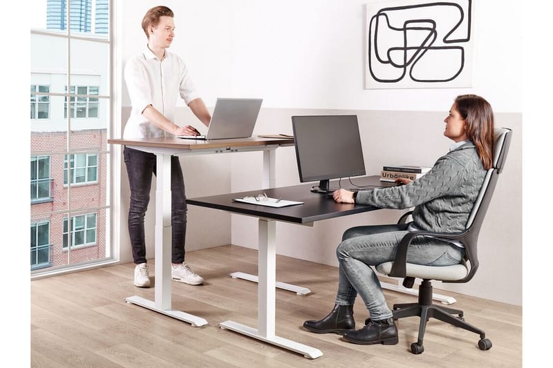 Bina Skrivebord 80x180 cm - Svart/Hvit - Møbler - Bord - Kontorbord - Skrivebord - Hev og senkbart skrivebord