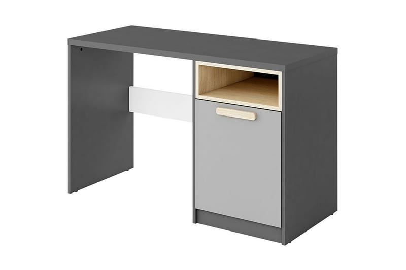 Bioley Skrivebord 120 cm med Oppbevaring Skap + Hylle - Svart/Hvit/Grå - Møbler - Bord - Kontorbord - Skrivebord