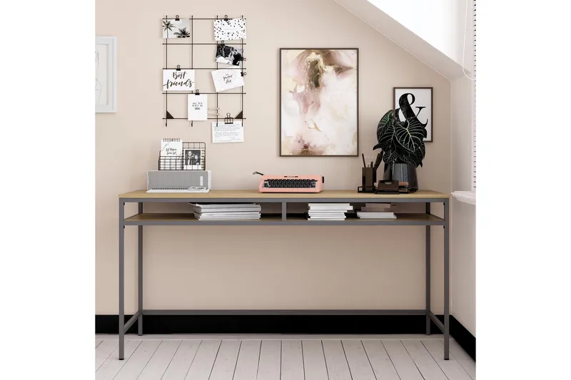 Bradford Skrivebord 153 cm Grå - Dorel Home - Møbler - Bord - Kontorbord - Skrivebord