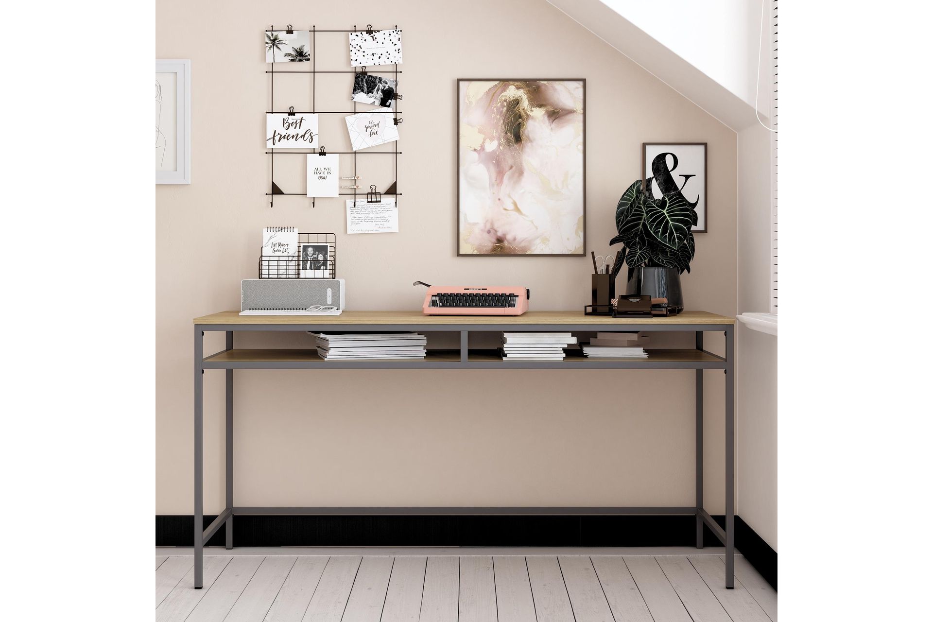 Bradford Skrivebord 153 cm Grå - Dorel Home - Møbler - Bord - Kontorbord - Skrivebord
