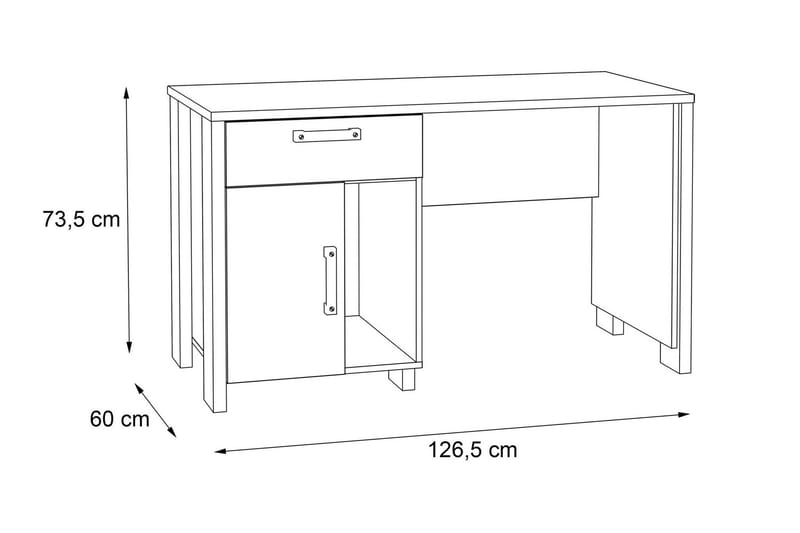 Cadle Skrivebord 127 cm med Oppbevaringsskuff + Skap - Brun/Grå - Møbler - Bord - Kontorbord - Skrivebord