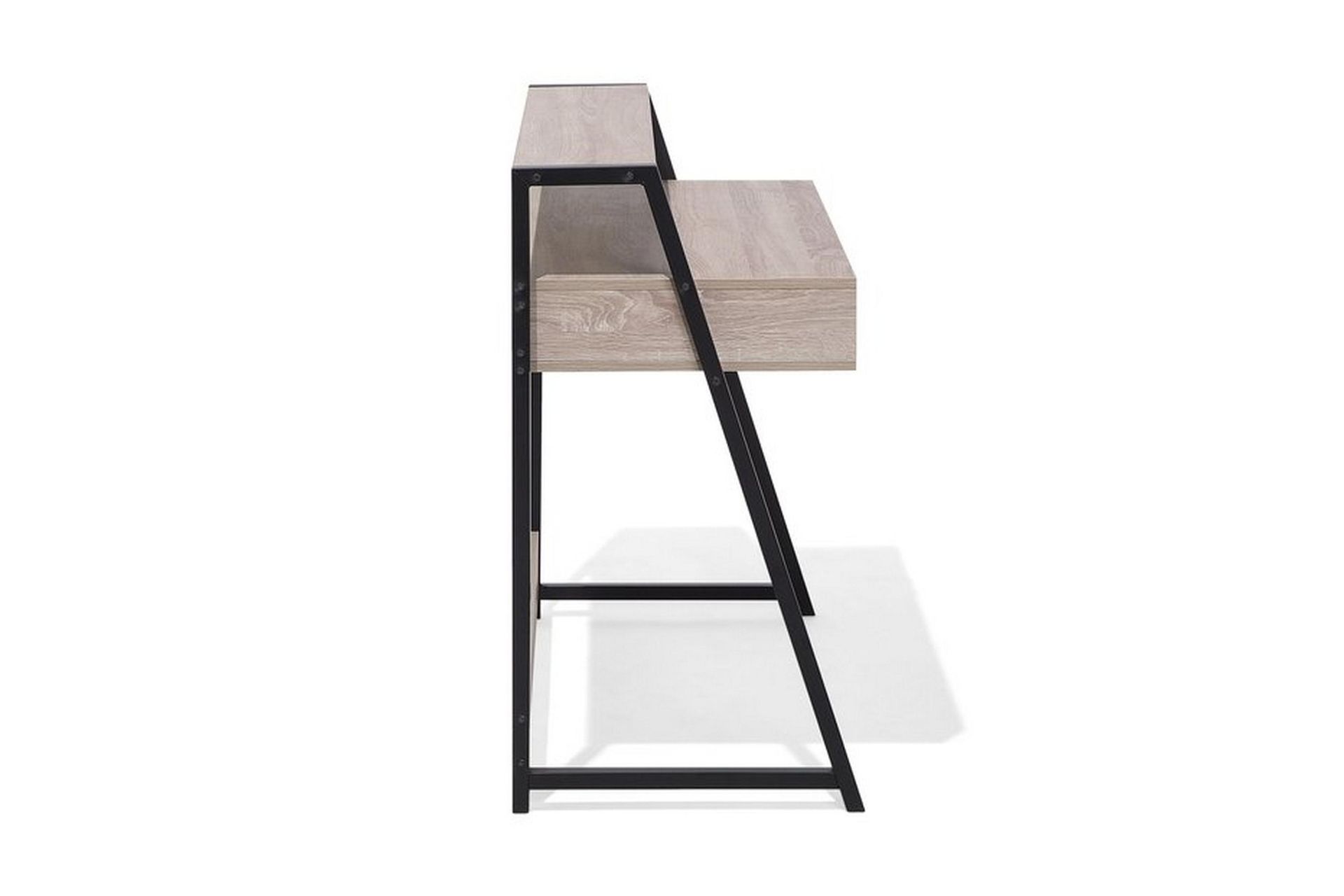 Calceta Skrivebord 100 cm med Oppbevaring Skuff + Hylle - Lysebrun/Hvit/Svart - Møbler - Bord - Kontorbord - Skrivebord