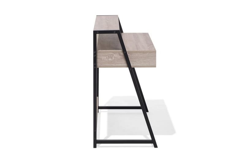 Calceta Skrivebord 100 cm med Oppbevaring Skuff + Hylle - Lysebrun/Hvit/Svart - Møbler - Bord - Kontorbord - Skrivebord