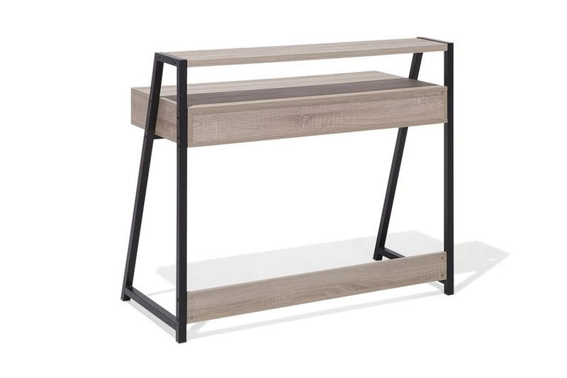 Calceta Skrivebord 100 cm med Oppbevaring Skuff + Hylle - Lysebrun/Hvit/Svart - Møbler - Bord - Kontorbord - Skrivebord