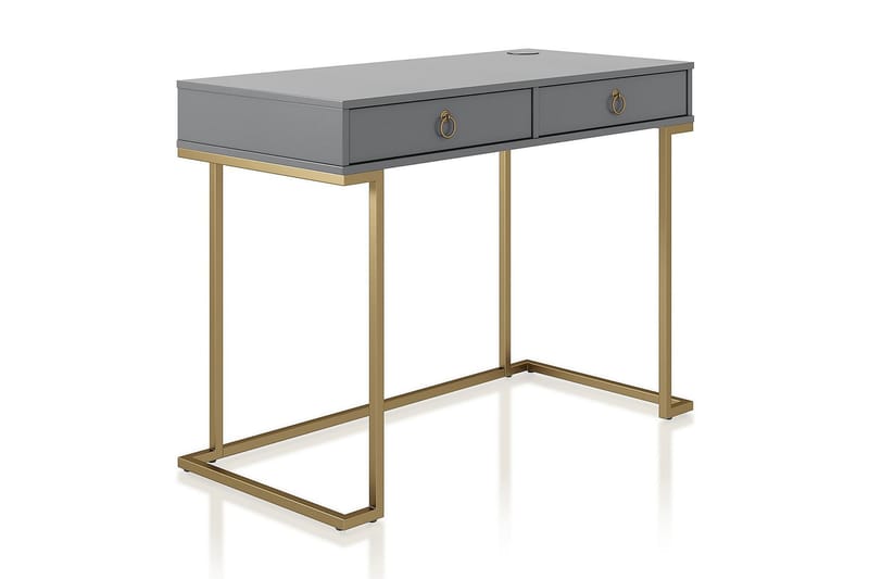 Camila Skrivebord 106cm m Oppbevaring 2 Skuffer Grafitgrå/Me - CosmoLiving - Møbler - Bord - Kontorbord - Skrivebord