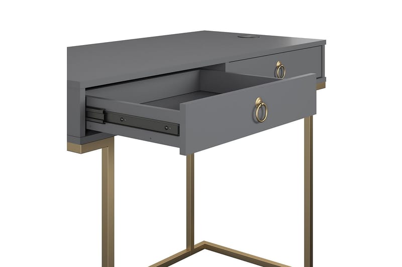Camila Skrivebord 106cm m Oppbevaring 2 Skuffer Grafitgrå/Me - CosmoLiving - Møbler - Bord - Kontorbord - Skrivebord