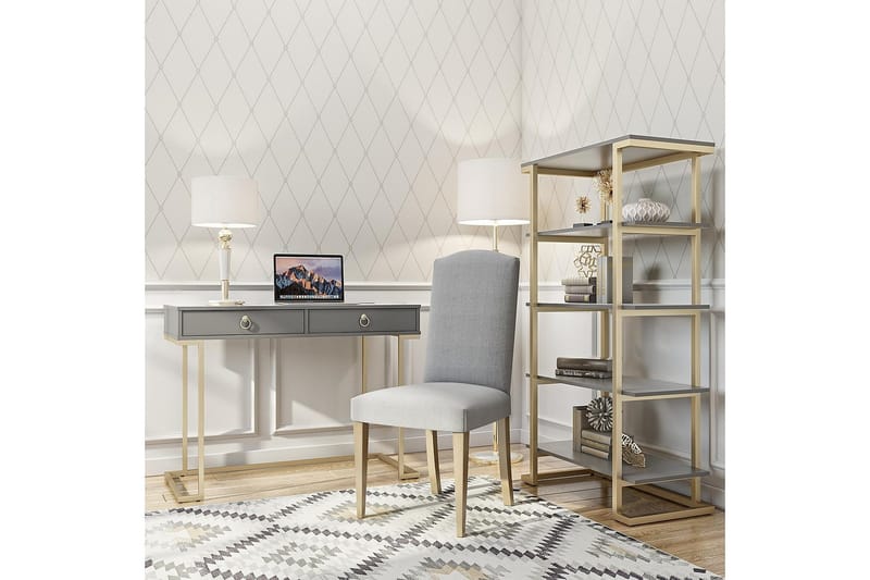 Camila Skrivebord 106cm m Oppbevaring 2 Skuffer Grafitgrå/Me - CosmoLiving - Møbler - Bord - Kontorbord - Skrivebord