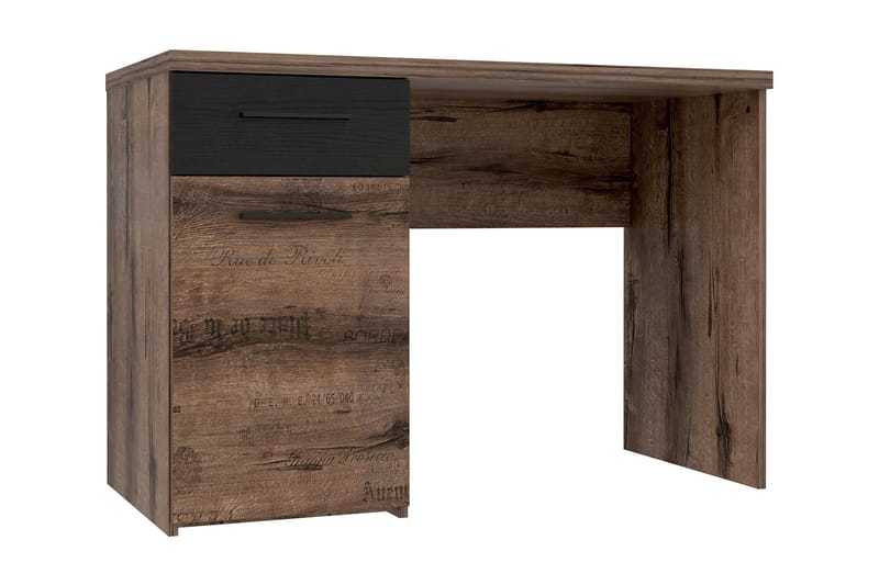 Cannop Skrivebord 110 cm med Oppbevaringsskuff + Skap - Brun/Svart - Møbler - Bord - Kontorbord - Skrivebord