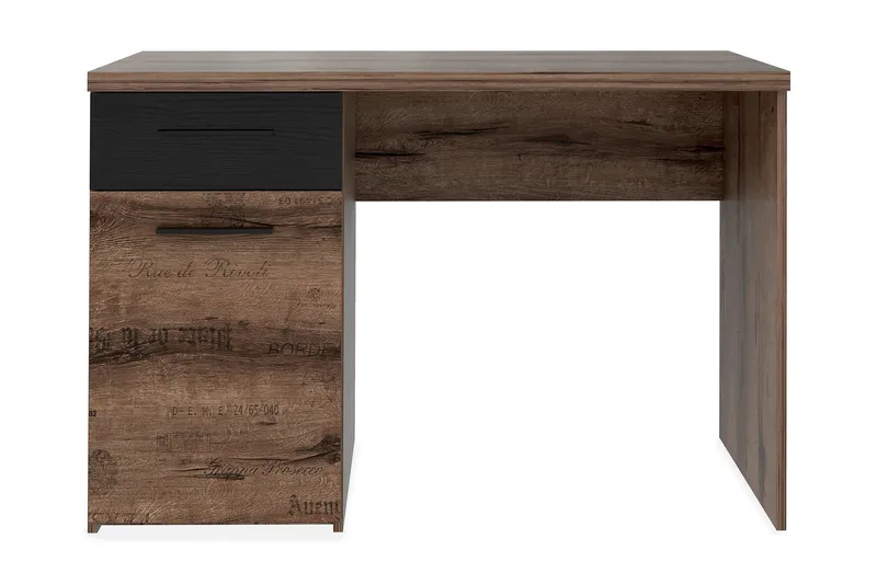 Cannop Skrivebord 110 cm med Oppbevaringsskuff + Skap, Brun/Svart