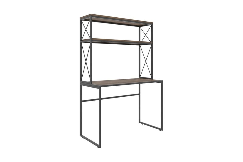 Caplette Skrivebord 105 cm med Oppbevaringshyller - Svart/Tre/Natur - Skrivebord