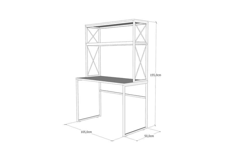 Caplette Skrivebord 105 cm med Oppbevaringshyller - Svart/Tre/Natur - Møbler - Bord - Kontorbord - Skrivebord