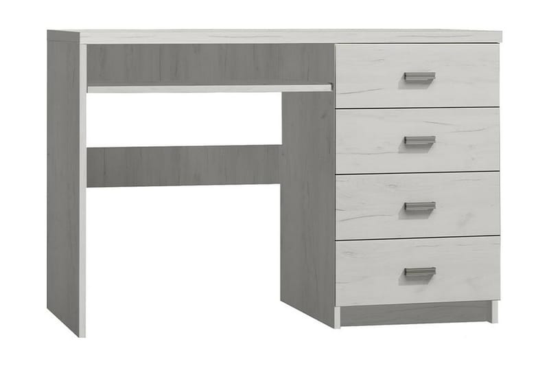 Castillia Skrivebord 120 cm med Oppbevaring 4 Skuffer + Hyll - Hvit - Møbler - Bord - Kontorbord - Skrivebord