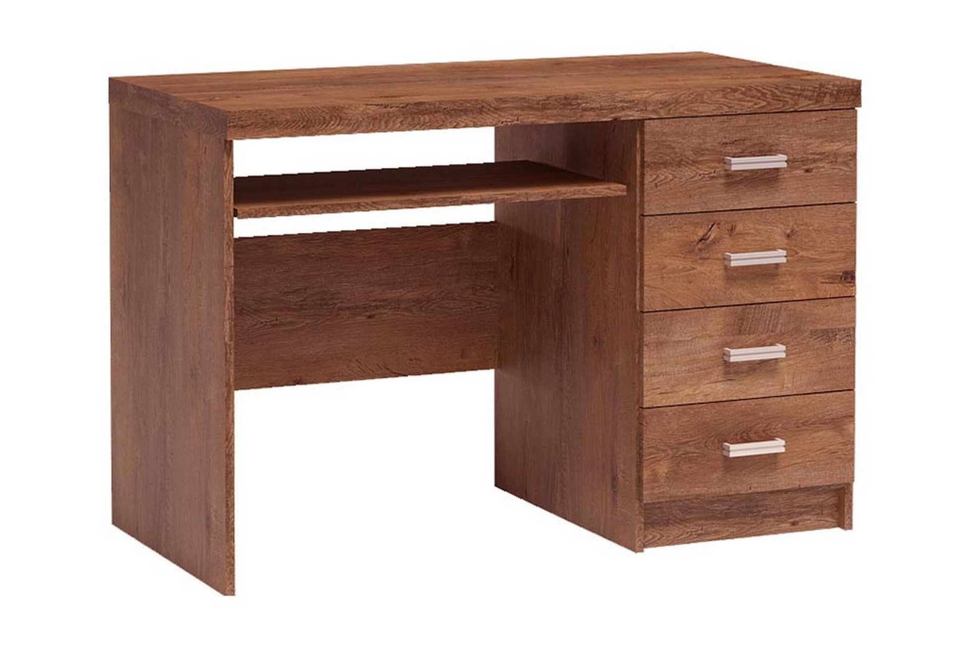 Castillia Skrivebord 120 cm med Oppbevaring 4 Skuffer + Hyll - Lyse Ask