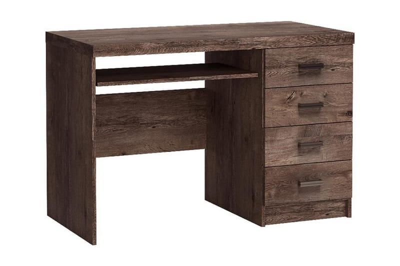 Castillia Skrivebord 120 cm med Oppbevaring 4 Skuffer + Hyll, Mørke Ask