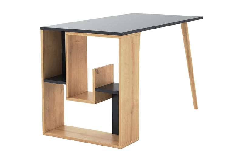 Cenanwesh Skrivebord 120x72,8x120 cm med oppbevaring - Grå/Brun - Skrivebord