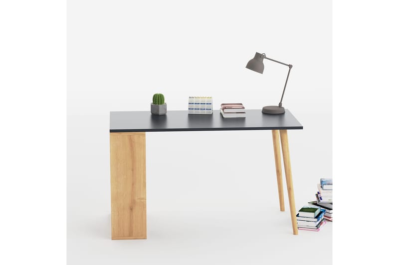 Cenanwesh Skrivebord 120x72,8x120 cm med oppbevaring - Grå/Brun - Skrivebord