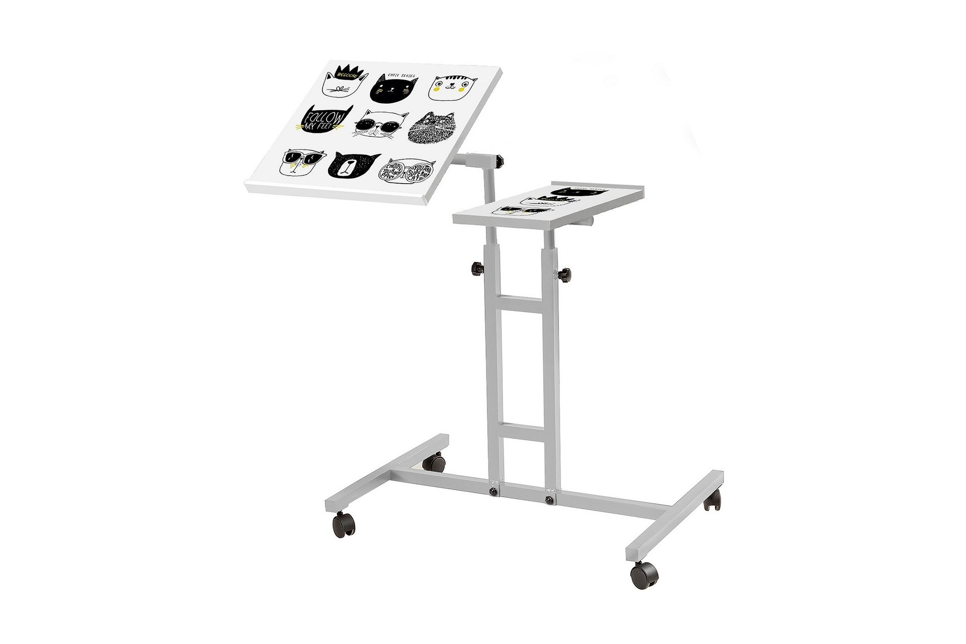 Cervino Ståskrivebord 67 cm Katt - Hvit/Svart - Møbler - Bord - Kontorbord - Skrivebord - Hev og senkbart skrivebord