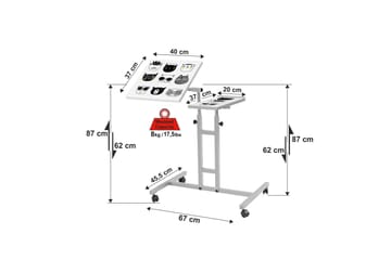 Cervino Ståskrivebord 67 cm Katt - Hvit/Svart - Møbler - Bord - Kontorbord - Skrivebord - Hev og senkbart skrivebord