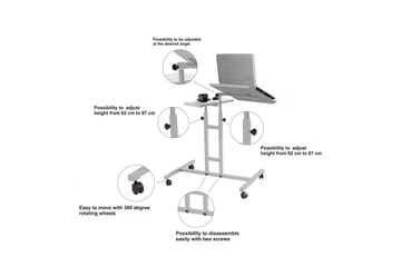 Cervino Ståskrivebord 67 cm Katt - Hvit/Svart - Møbler - Bord - Kontorbord - Skrivebord - Hev og senkbart skrivebord