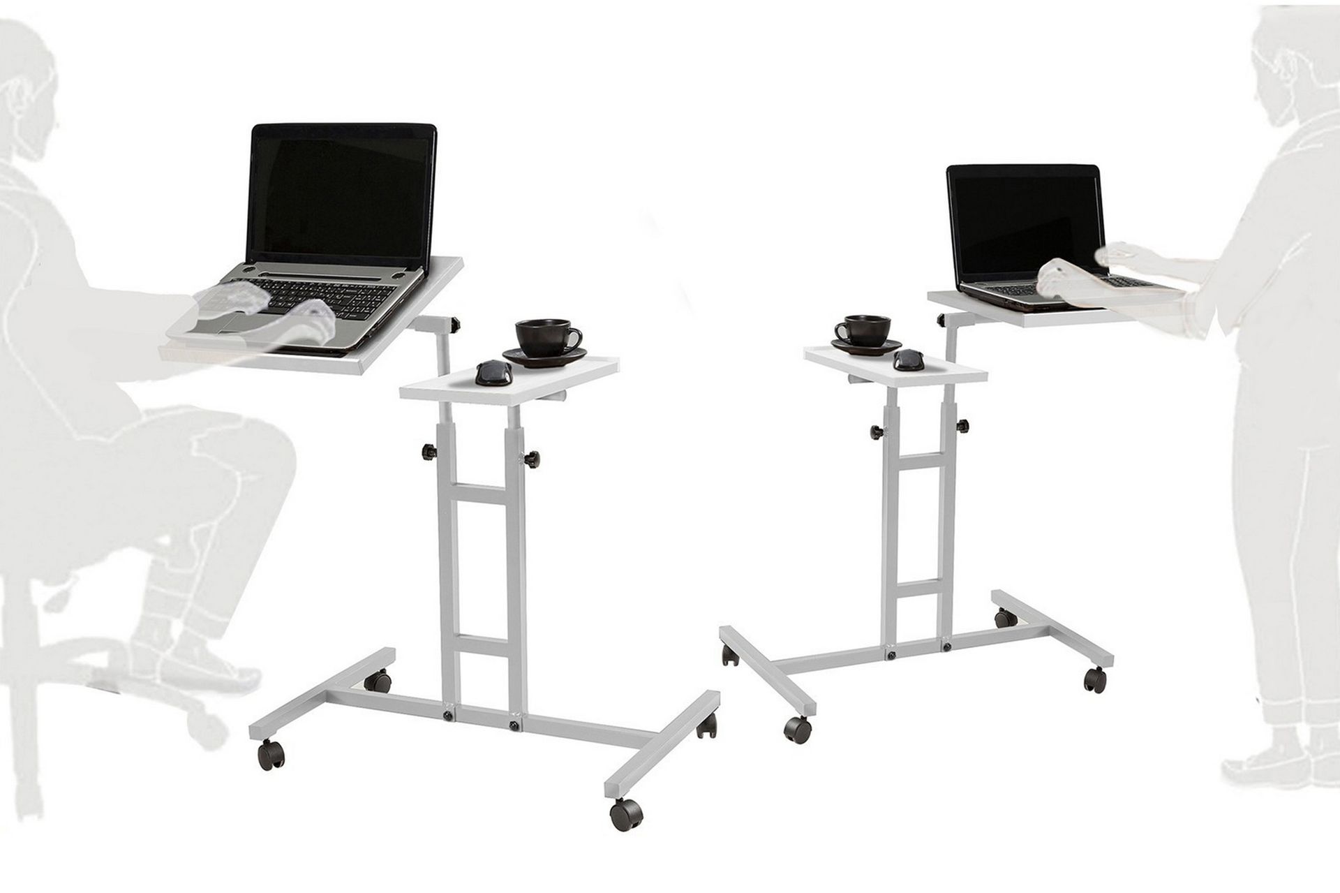 Cervino Ståskrivebord 67 cm Katt - Hvit/Svart - Møbler - Bord - Kontorbord - Skrivebord - Hev og senkbart skrivebord