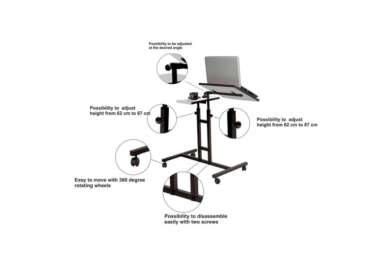 Cervino Ståskrivebord 67 cm Katt - Svart/Hvit - Hev og senkbart skrivebord - Skrivebord