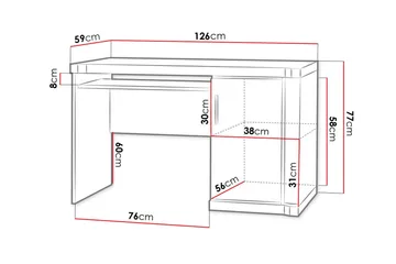 Chezum Skrivebord 126 cm med Oppbevaring Skap - Tryffel/Grå - Møbler - Bord - Kontorbord - Skrivebord