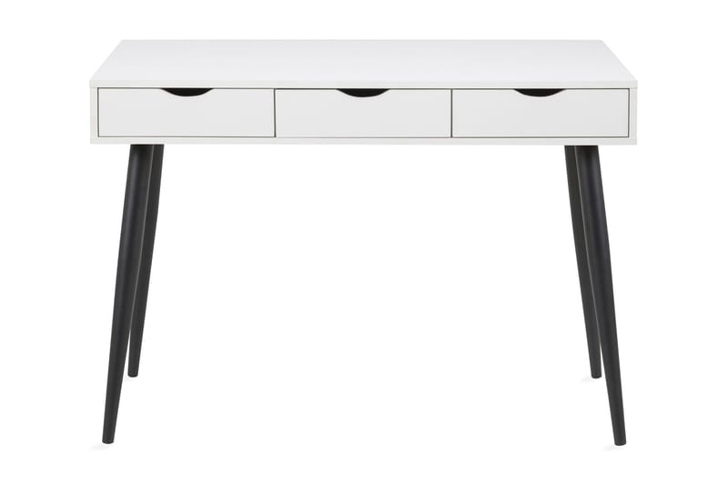Citysea Skrivebord 110 cm med Oppbevaring 3 Skuffer, Hvit/Svart