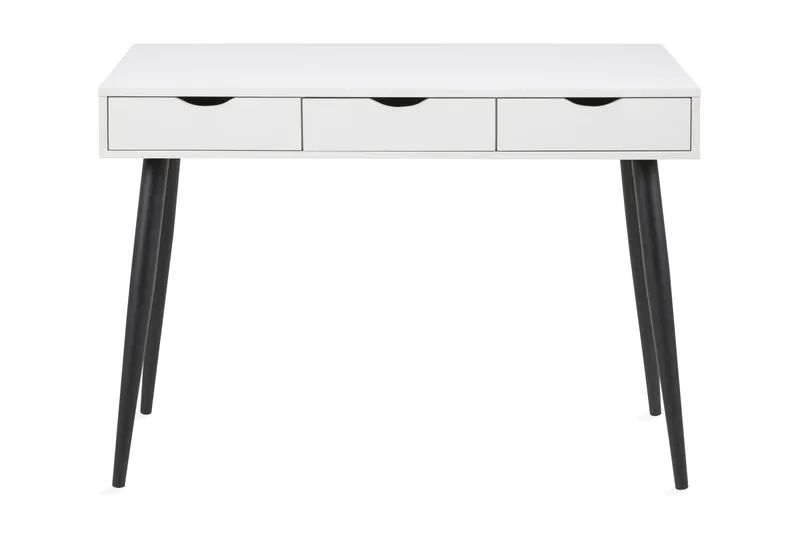 Citysea Skrivebord 110 cm med Oppbevaring 3 Skuffer, Hvit/Svart
