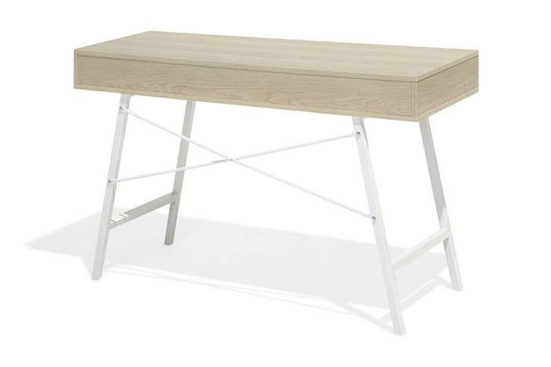 Clarita Skrivebord 120 cm med Oppbevaringshylle + 2 Skuffer - Tre/Natur - Skrivebord