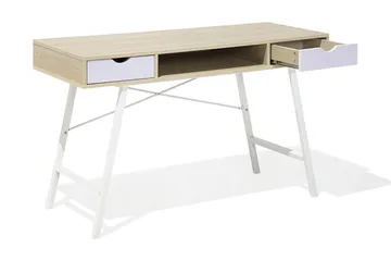 Clarita Skrivebord 120 cm med Oppbevaringshylle + 2 Skuffer - Tre/Natur - Møbler - Bord - Kontorbord - Skrivebord