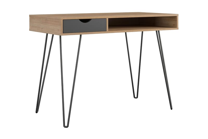 Concord Skrivebord 106 cm med Oppbevaring Skuff Grå/Natur/Sv - Novogratz - Møbler - Bord - Kontorbord - Skrivebord