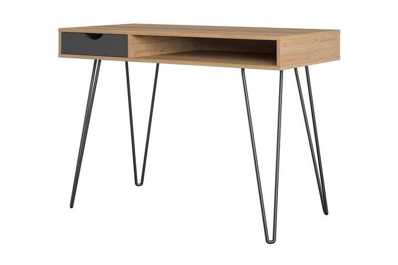 Concord Skrivebord 106 cm med Oppbevaring Skuff Grå/Natur/Sv - Novogratz - Møbler - Bord - Kontorbord - Skrivebord